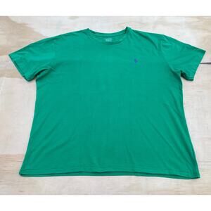 Ralph Lauren Polo Green T-shirt w/‎ Blue Embroidered Logo Size XL
